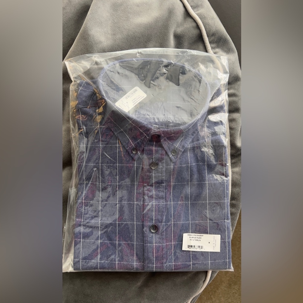 Brand new in bag Rag & Bone Men's plaid Tomlin shirt purplish blue color size M